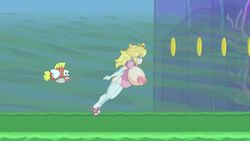 animated areolae big_breasts blonde_hair blue_eyes breast_sucking breasts breasts_out cheep_cheep crown earrings elbow_gloves exposed_breasts eyes female gloves hair huge_breasts long_hair mario_(series) nintendo nipples platform_heels playshapes princess_peach royalty stockings sucking sucking_nipples super_mario_bros. tagme thighhighs underwater video white_gloves white_stockings white_thighhighs