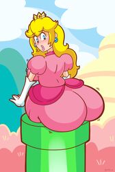 ass big_ass big_butt blonde_hair bottom_heavy bubble_ass bubble_butt clothed clothed_female colored curvy daisy-pink71 dress enormous_ass fat_ass fat_butt female female_focus female_only fully_clothed gigantic_ass huge_ass huge_butt human large_ass large_butt leaning_forward long_hair looking_back mario_(series) nintendo princess princess_peach royalty signature stuck_in_pipe super_princess_peach thick thick_ass thick_thighs thin thin_waist video_games voluptuous warp_pipe watermark wide_hips