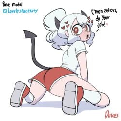 1girls animated ass ass_shake bent_over big_ass clothed clothing demon demon_girl demon_tail diives female female_only gym_clothes gym_uniform heart heart-shaped_pupils helltaker horns looking_back modeus_(helltaker) tail twerking white_hair