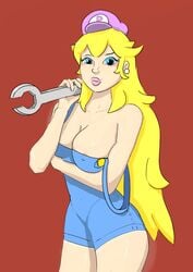 areolae breasts cleavage female female_only large_breasts mario_(cosplay) mario_(series) nintendo princess_peach tagme