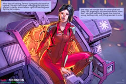 clothed cockpit comic commission english_text mechanical nonude orionart page_1 page_number pilot_suit plugsuit robot science_fiction skin_tight story text