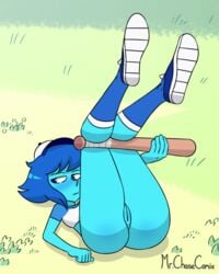 1girls 2021 artist_logo artist_name artist_signature ass baseball_bat blue_eyes blue_female blue_hair blue_skin cartoon_network gem_(species) lapis_lazuli_(bob) lapis_lazuli_(gem) lapis_lazuli_(steven_universe) legs_up looking_back mr._chase_comix pussy solo solo_female steven_universe thick_thighs thighs