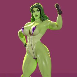 1girls 3d 3d_(artwork) areola_slip armpit big_breasts bikini busty crisisbeat curvy female female_only female_superhero flexing_bicep fortnite gloves green_body green_eyes green_hair green_skin hips hulk_(series) large_breasts looking_at_viewer marvel marvel_comics muscles muscular muscular_female sexy_armpits she-hulk she-hulk_(fortnite) simple_background skimpy_bikini sling_bikini slingshot_swimsuit solo superhero superheroine thick_thighs thighs v-string voluptuous voluptuous_female