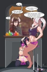 1futa 2girls areolae biting_lip blowjob bottomless breasts cheating clothed clothing comic corruption cucked_by_futa cuckold cuckquean cum cum_in_mouth cum_inflation curse deepthroat dialogue dungeons_and_dragons duo ear_tag ejaculation elf fellatio female futa_on_female futa_with_female futanari human implied_fellatio implied_oral inflation intersex kneeling luka_irrilyth mind_control netorare nicoffee ntr oral orgasm pale_skin partially_clothed penis pointy_ears pubic_tattoo public rolling_eyes sierra_dazorelle sitting stealth_fellatio stealth_oral stealth_sex swallowing text under_the_table unknowing_bystander veridyan