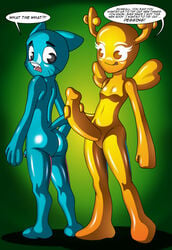 4_fingers anthro ass big_butt blue_body blue_fur breasts canon_couple cartoon_network dialogue domestic_cat duo english_text felid feline felis fingers foreskin fur futa_is_bigger futa_on_male futanari genitals glans green_background gumball_watterson horn humanoid imminent_sex looking_back male mammal masturbation nude open_mouth orange_eyes partially_retracted_foreskin penile penile_masturbation penis penny_fitzgerald rear_view simple_background small_breasts smile standing teeth text the_amazing_world_of_gumball tongue tongue_out uncut wings x^j^kny xjkenny yellow_body