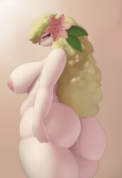 2023 absurd_res anthro anthrofied areola ass atherol belly big_breasts big_butt biped breasts elemental_creature eulipotyphlan eyelashes female flora_fauna flower fur generation_4_pokemon genitals green_body green_eyes green_fur hand_on_butt hi_res land_forme_shaymin legendary_pokemon light lighting mammal nintendo nipples pink_areola pink_nipples plant pokémon_(species) pokemon pokemon_(species) pokemorph portrait pussy rear_view shaded shaymin shaymin_(land_form) side_boob slightly_chubby smile solo thick_thighs three-quarter_portrait white_body white_skin