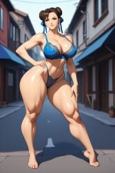 1girls ai_generated asian asian_female big_breasts bra brown_eyes brown_hair capcom chun-li cleavage curvaceous earrings exposed_midriff exposed_thighs female female_only fit_female hourglass_figure large_breasts light-skinned_female light_skin lingerie muscular muscular_female muscular_thighs outdoors standing street_fighter thick thick_thighs thunder_thighs voluptuous voluptuous_female wide_hips