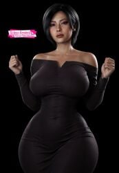 3d ada_wong ada_wong_(adriana) ai_generated artist_request asian_female black_dress curvaceous_female curvaceous_figure curvy hourglass_figure huge_breasts mature_female resident_evil seductive sexy short_hair thick_thighs tummy voluptuous_female wide_hips