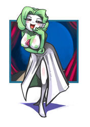 1girls alternate_breast_size bimbo bittenhard breasts cosplay cosplay_gardevoir female female_only front_view gardevoir green_hair marilyn_monroe marilyn_monroe_(cosplay) nintendo pokémon_(species) pokemon pokemon_(species) pokemon_rse solo standing tagme