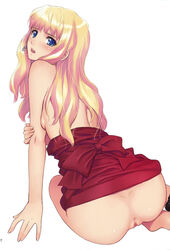 blonde breasts clothing covering_breasts dress female long_hair macross macross_frontier sheryl_nome