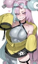 ai_generated cute iono_(pokemon) pokemon sharp_teeth slombert smile teasing_expression