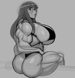 1girls big_ass big_breasts bikini breasts breasts_bigger_than_head butt dana_gully female forsakun glasses hair huge_breasts looking_at_viewer muscle_fetish muscles muscular muscular_arms muscular_female muscular_thighs original original_character thighs