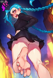 1girl 1girls ai_assisted ai_generated feet feet_fetish feet_focus feet_up foot foot_fetish foot_focus hoyoverse jinx_(league_of_legends) league_of_legends league_of_legends:_wild_rift nay_juno riot_games sexy_pose
