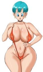 1girl breasts bulma bulma_(dragon_ball) bulma_briefs cleavage dragon_ball dragon_ball_super dragon_ball_z huge_breasts large_breasts micro_bikini panarandom