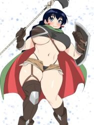 1girls arato_nagi breasts female female_focus female_only imiin large_breasts light-skinned_female light_skin ruri_no_houseki solo thick_thighs thighs white_background wide_hips