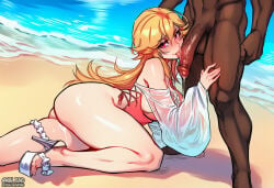 1boy 1boy1girl 1girl 1girl1boy 1girls ai_assisted ai_generated alternate_costume azur_lane beach beach_background bikini blacked blacked_asian blacked_female cheating cuckold cuckolding dark-skinned_male dark_skin nay_juno netorare ntr ricebunny richelieu_(azur_lane) richelieu_(fleuron_of_the_waves)_(azur_lane) sexy sexy_pose snowbunny