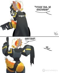 anthro arthropod arthropod_abdomen arthropod_humanoid arzyparzy ass helldivers helldivers_2 hunter-chan_(arzyparzy) hunter_(helldivers) insect insect_girl presenting presenting_hindquarters tagme terminid