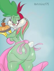 1girls 2025 2d 2d_(artwork) 2d_artwork anthro apron apron_only ass ass_focus b'shara_bunny big_ass big_breasts breasts buck_teeth buckteeth bunny bunny_ears bunny_girl bunny_tail digital_art digital_drawing_(artwork) digital_media_(artwork) etching175 female furry furry_female green_fur green_hair lagomorph leporid looking_back mostly_nude mostly_nude_female pink_apron purple_eyes rabbit rabbit_ears rabbit_girl rabbit_tail solo tagme tiny_toon_adventures tiny_toons_looniversity warner_bros warner_brothers