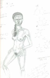 body_hair braid braided_hair circlet clytemnestra greek_mythology natural_breasts nude nude_female nudity orestia pencil_(artwork) pubic_hair questionable_anatomy skinny the_epic_cycle traditional_art