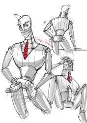 1boy 2020 erection male male_only monochrome partially_colored penis pigeonpantonium ratchet_(robots) robot robots_(film) solo