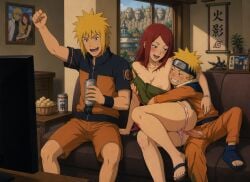 1girls 2boys ai_generated cheating_wife cucked_by_own_son echoanomaly mother_and_son namikaze_minato naruto naruto_(classic) naruto_(series) uzumaki_kushina uzumaki_naruto