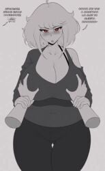 albina_(tidal) breast_grab clothed_female horny_expression pov tidal_(artist) titnosis voluptuous_female