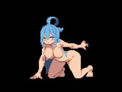 1girls aqua_(konosuba) doggy_style invisible_male konosuba sesuji07 sex sound sound_effects tagme video