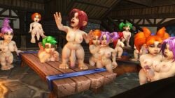 3d 6futas 6girls blizzard_entertainment female futanari glaif gnome gnome_(warcraft) green_hair handjob light-skinned_female light-skinned_futa light_skin nude orgy pink_hair red_hair warcraft world_of_warcraft