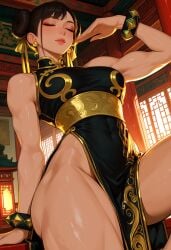 1girls ai_generated brown_hair capcom chun-li female female_only solo solo_female street_fighter tagme
