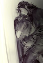2boys 2d 2d_(artwork) against_wall anal anal_penetration anal_sex arm_around_neck ass ass_cleavage ass_focus bigger_dom clothed clothed_sex final_fantasy final_fantasy_xv gay gay_anal gay_male gay_sex gladiolus_amicitia hand_on_hip male male/male male_focus male_only male_penetrated male_penetrating male_penetrating_male noctis_lucis_caelum pants_down rex_clypeus sex