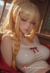 1girl 1girls ai_generated beautiful blonde_hair blush booty busty cassypics completely_nude curvy cute darkness_(konosuba) erotic fanart female fit fit_body fit_female green_eyes hair_ornament hair_ribbon high_quality highres hot hourglass_figure kono_subarashii_sekai_ni_shukufuku_wo! konosuba laying_down long_eyelashes looking_at_viewer naked navel nude off_shoulder parted_lips patreon ponytail portrait puffy_lips puffy_nipples round_ass round_breasts round_butt sexy slim_waist stomach tank_top thick thick_ass thick_legs thick_thighs waifu wide_hips