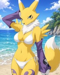 ai_generated bikini chatgpt digimon digimon_tamers fox fox_girl furry furry_female hot renamon renamon_(digimon) sexy_pose