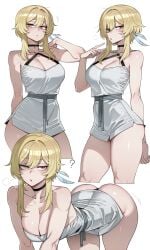 :o ai_generated ass_up genshin_impact hoyoverse lumine_(genshin_impact) multiple_poses sfw slombert thighs