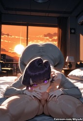 1boy 1girl ai_assisted ai_generated ass bangs breasts city curvaceous curvy curvy_female curvy_figure earrings erection fellatio female heart heart-shaped_pupils hetero indoors jewelry komi-san_wa_komyushou_desu komi_shuuko large_breasts looking_at_viewer milf miyuai nude office_lady oral panties penis pov purple_eyes sky solo_focus sunset symbol-shaped_pupils television thick thick_ass thick_butt thick_hips thick_legs thick_thighs uncensored underwear voluptuous voluptuous_female wide_hips wide_thighs window