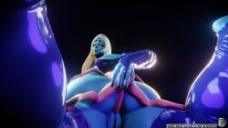 1boy 1girls blue_body blue_diamond_(steven_universe) blue_eyes blue_hair elevenendless endlessillusion female gentle_femdom giantess larger_female looking_down male mommy size_difference smaller_male smothering steven_universe