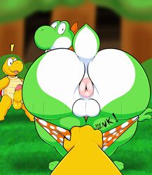 ! 3boys anus ass ass_up assisted_exposure big_ass butt_shot butthole erection eroborus forest furry gay happy koopa koopa_troopa looking_at_viewer looking_back male male/male male_only male_pov mario_(series) multiple_boys nintendo outdoors pantsing panty_pull penis penis_out plant pov pov_hands solo_focus tail tepigfan101 testicles tree underwear_down underwear_pull video_games yoshi