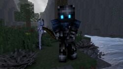 3d 3d_(artwork) blender_(software) blue_eyes gay gpboss358 grim_(songs_of_war) male male_masturbation male_only masturbation minecraft penis songs_of_war