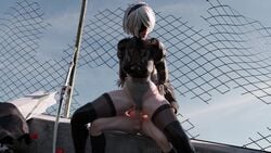 1boy 1girls 3d android animated anosluz blender blindfold blue_eyes bob_cut boots breasts clothed clothed_sex covered_eyes cute diadem erection female grinding hairband headband legs_apart looking_back male medium_hair nier nier:_automata no_sound no_watermark outdoors outside pale-skinned_female pale_skin panties_aside penis pussy reverse_cowgirl_position sex short_hair slim spread_legs square_enix stockings sword teenager thighhighs tight_pussy vaginal vaginal_penetration vaginal_sex video video_games white_hair yorha_2b