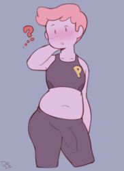 ... ...? ? adventure_time belly belly_button black_eyes bulge bulge_through_clothing cartoon_network chubby chubby_male dezz femboy male male_only midriff penis pink_body pink_hair pink_skin prince_gumball source_request tight_clothing year_request