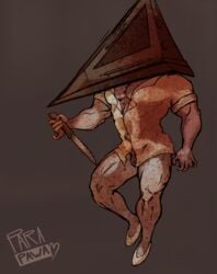 blood crossdressing digital_media_(artwork) knife male male_only muscles no_pants nurse_uniform panties para-p pyramid_head silent_hill silent_hill_homecoming solo thong tight_clothes tight_clothing tight_fit weapon