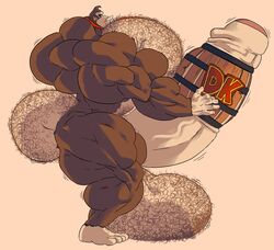 abs anthro ape ass_hair ball_hair balls banana bara barrel body_hair boner brown_fur brown_hair chest_hair cringe donkey_kong donkey_kong_(series) erection furry gay gorilla half-closed_eyes hyper hyper_balls hyper_muscles hyper_penis looking_pleasured male male_only muscles muscular muscular_male penis remert side_view solo tie vein veins veiny_penis what wtf yaoi