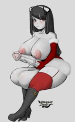 1futa animal_penis areolae balls bangs black_hair blush boots breasts christmas christmas_outfit demon demon_girl dickgirl futa_only futanari garters gloves holding_penis horns horsecock huge_balls huge_breasts huge_cock huge_thighs humanoid large_areolae large_breasts large_nipples long_gloves long_hair medial_ring opossum_imoto oversized_balls penis phalia red_eyes sitting skirt solo_futa stockings thick_thighs wide_hips