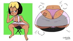 big_ass big_butt blonde_hair chair_position dark_skin glasses irlupdog lex_(niceupdog) niceupdog pussy_juice sweat tight_underwear