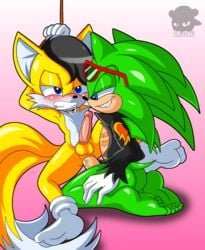 anal anal_sex archie_comics ass balls blue_eyes bound canid canine duo eulipotyphlan fox genitals green_body hands_tied hedgehog hi_res male male/male mammal miles_(anti-tails) penetration penile penis scourge_the_hedgehog sega sex sirjzau slave sonic_(series) sonic_the_hedgehog_(archie) sonic_the_hedgehog_(comics) sonic_the_hedgehog_(series) tails video_games