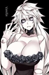 1girls big_breasts black_and_white black_sclera camui_kamui_(hz_666v) cleavage doll doll_joints female female_only goth gothic huge_breasts long_hair manekin original solo spiked_hair top_heavy vanilla_(camui_kamui) voluptuous white-skinned_female white_eyes white_hair white_iris white_skin