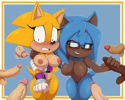 anthro ava_the_hedgehog balls big_breasts bigdon1992 black_body blonde_hair blue_body blue_fur blush breasts clothing digital_media_(artwork) disembodied_penis duo ejaculation erection eulipotyphlan eyewear faceless_male fan_character female fur genitals glasses gloves group hair handjob handwear hedgehog humanoid_genitalia humanoid_penis male male/female mammal nervous nikki_the_hedgehog nipples nude original original_character original_characters penile penis pussy sega sex simple_background smile sonic_(series) sonic_forces sonic_the_hedgehog_(series)