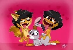 black_hair blush brown_fur disney furry gray_fur ibrartss interracial interspecies judy_hopps k-zoo khazoo khevin knot medium_breasts oh_face oral oral_sex orgasm orgasm_face precum sex threesome uncensored vaginal_penetration vaginal_sex youtuber zootopia