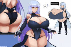 1girls 2020 alphaerasure ass back_view big_ass big_breasts breasts cleavage curvaceous curvy english english_text female female_focus front_view hips hourglass_figure huge_ass huge_breasts long_hair original ruin_(alphaerasure) silver_hair solo solo_female tagme text text_box thick thick_thighs thighs wide_hips yellow_eyes