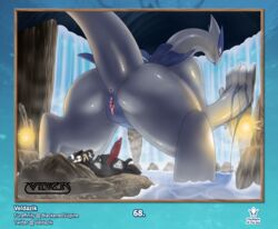 absurd_res against_wall animal_genitalia animal_penis ass balls beast_of_the_sea_pack big_balls big_penis canine_penis duo eeveelution fan_character female genitals hi_res huge_balls huge_cock hyper hyper_balls hyper_genitalia hyper_penis legendary_pokémon lugia macro nintendo penis pokemon pokemon_(species) presenting presenting_hindquarters presenting_pussy pussy tritz_(veldazik) umbreon veldazik video_games waterfall