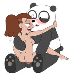 2018 alpha_channel anthro blush cartoon_network duo embrace female female_on_anthro female_on_top for_sticker_use freckles giant_panda hair human human_on_anthro interspecies lucy_(wbb) male male/female male_on_bottom male_on_human mammal no_background on_bottom on_top panda_(wbb) png ponytail seab simple_background sticker_template transparent_background transparent_png ursid we_bare_bears